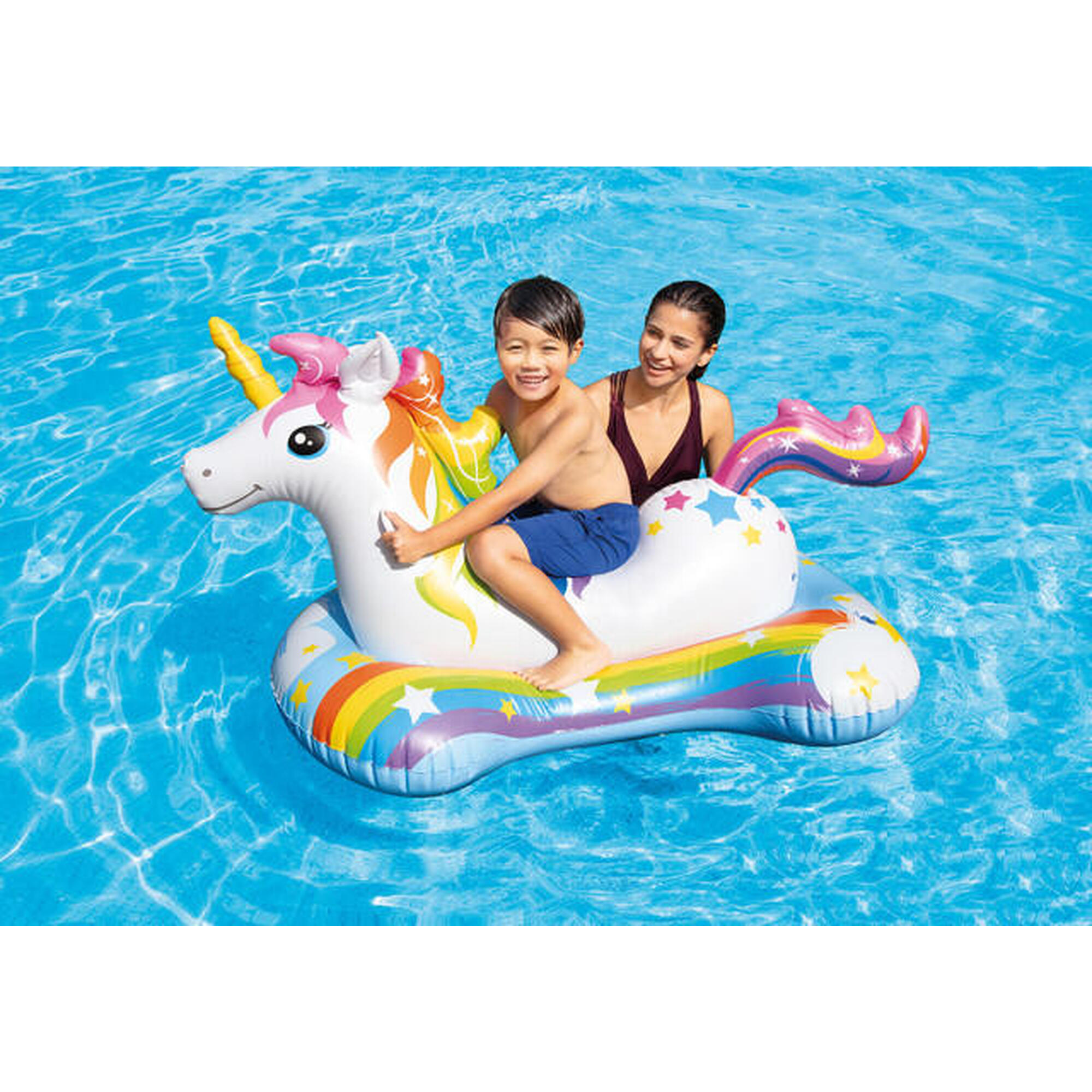 Kids Unicorn Ride-On Inflatable Pool Float - White