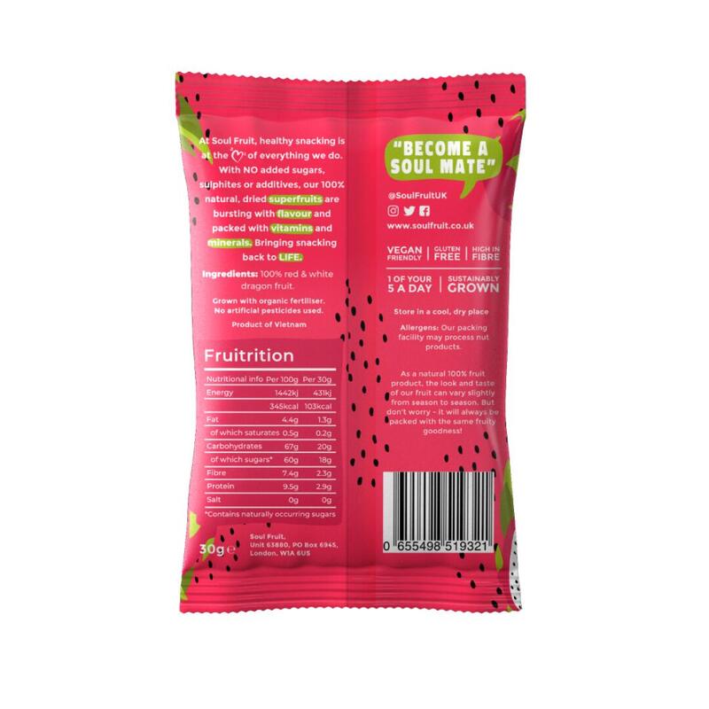 Superfruit Snacks 100% Fruit Soft Dried Chips 30g x 5 packs - Dragon Fruit