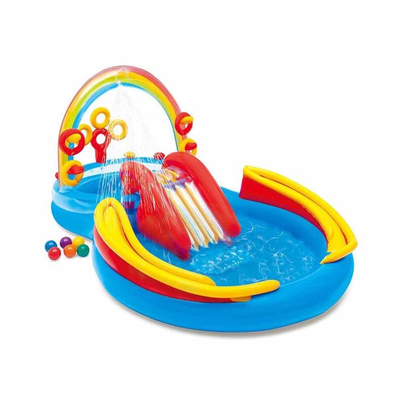 Rainbow Ring Play Center Kids Inflatable Waterslide Pool