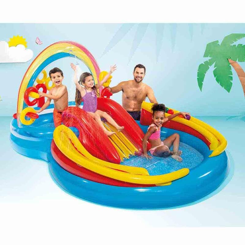 Rainbow Ring Play Center Kids Inflatable Waterslide Pool