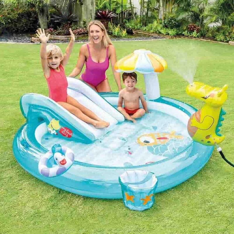 Gator Play Center Kids Inflatable Waterslide Pool