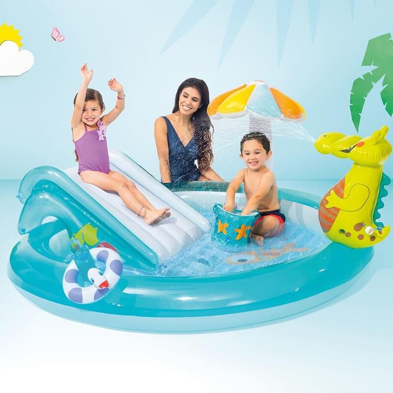 Gator Play Center Kids Inflatable Waterslide Pool