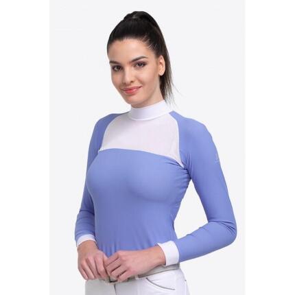 Koszulka do zawodów jeździeckich damska BABY BLUE MESH