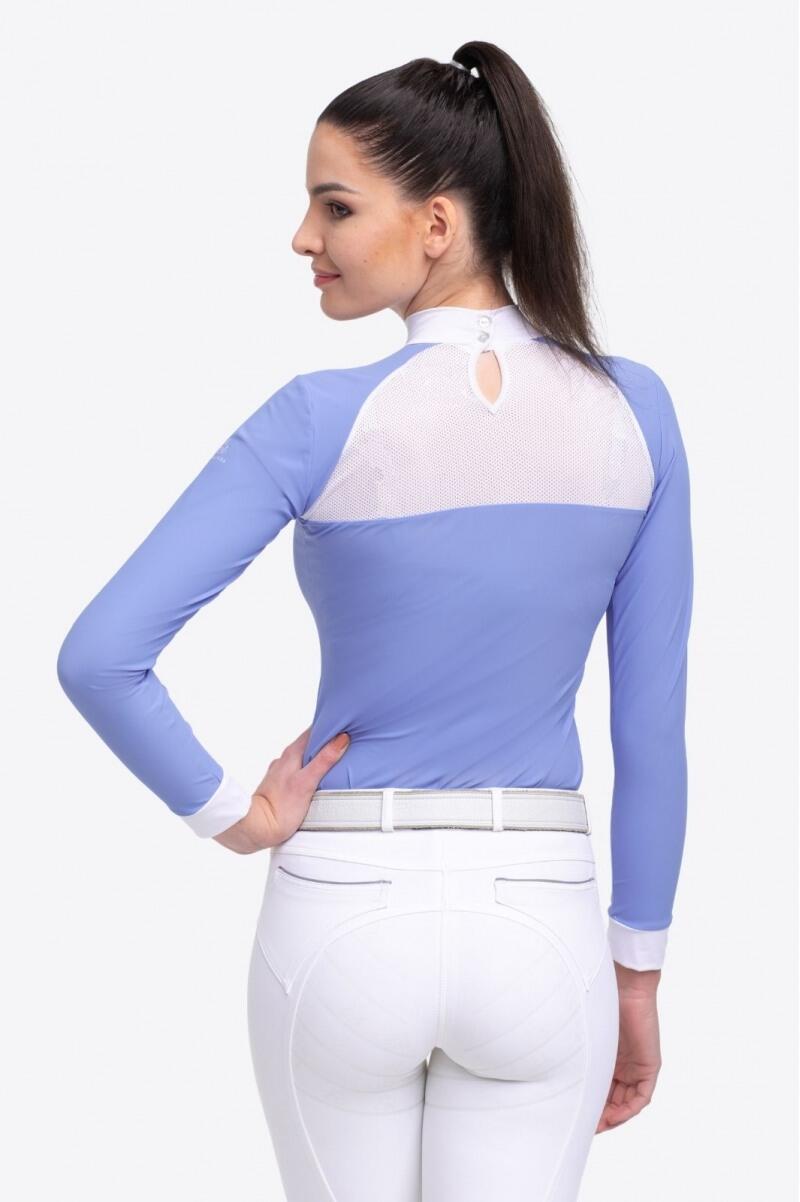 Koszulka do zawodów jeździeckich damska BABY BLUE MESH 3/5