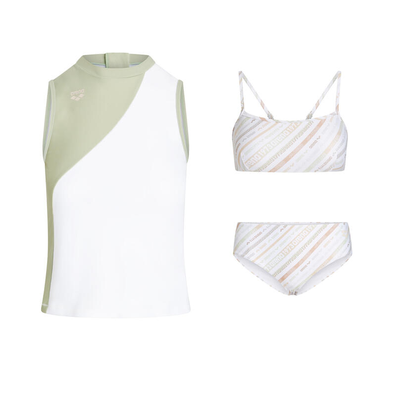 DIAGONAL 3.0 LADIES SPORTY BRA TOP WITH VEST COVER UP - WHITE