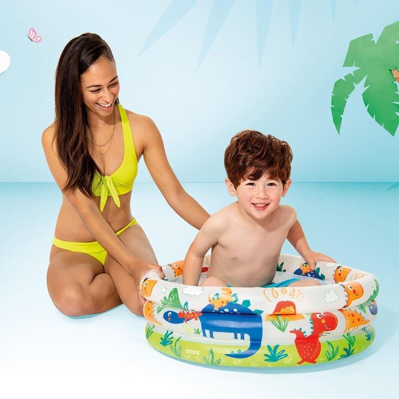 Dino Buddies 3-Ring Baby Inflatable Pool 61CM X 22CM