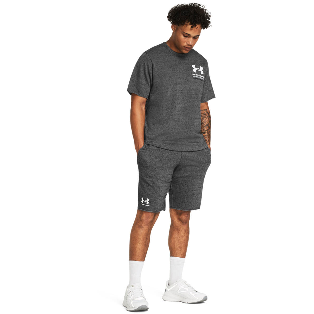 Shorts Under Armour Ua Rival Terry, Gris, Hommes 3/5