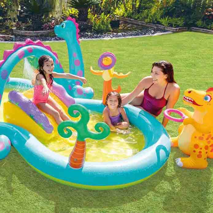 Dinoland Play Center Kids Inflatable Waterslide Pool