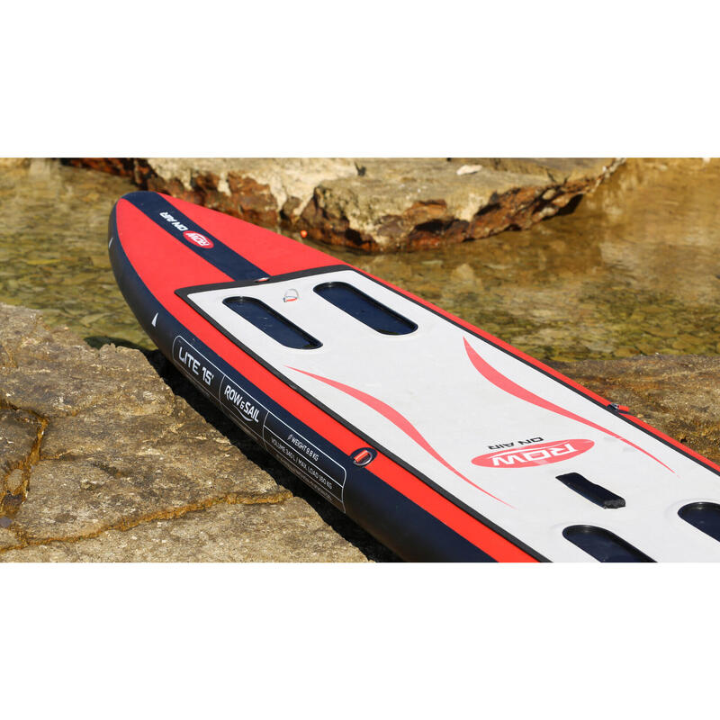 LITE 15' Inflatable Coastal Rowing Board - Black/Red