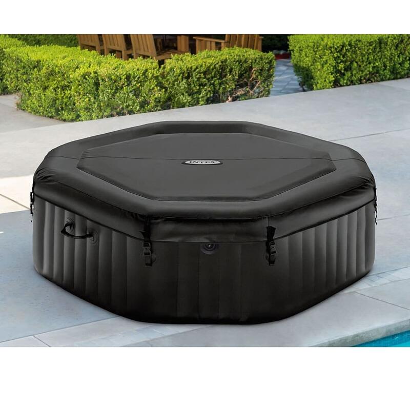 Purespa Jet And Bubble Deluxe Spa Pool Set 79in x 79in x 28in - Black