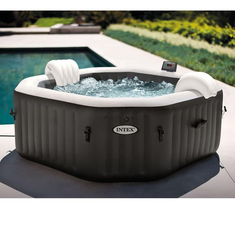 Purespa Jet And Bubble Deluxe Spa Pool Set 79in x 79in x 28in - Black