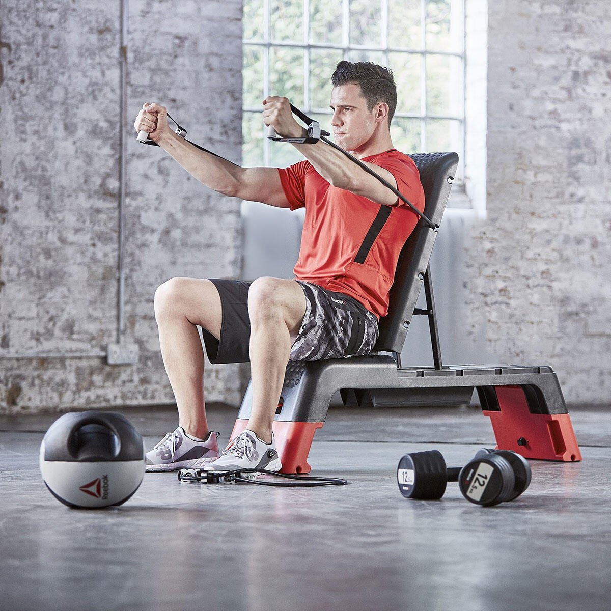 The Deck Workout Bench Red Black