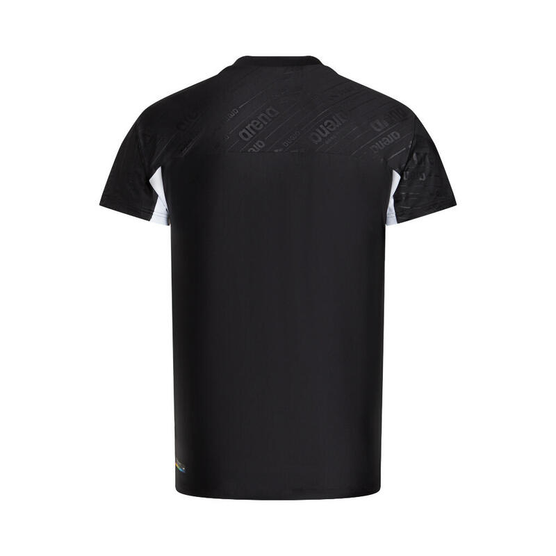 MEN ASIAN RANGE 50TH DIAMOND SHORT SLEEVE HALF ZIP SUN PROTECTION TOP - BLACK