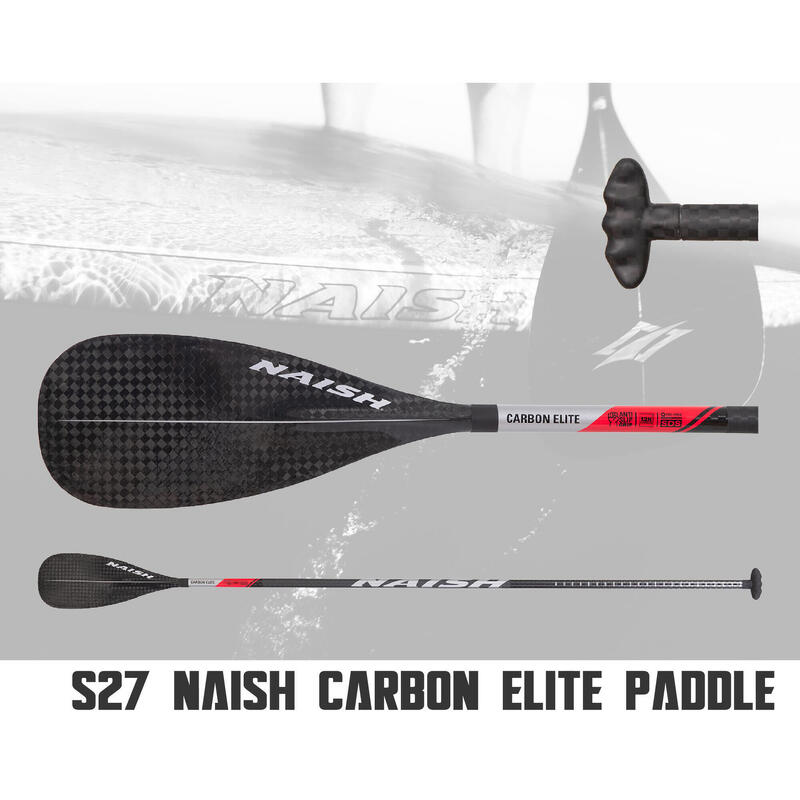 S27 Carbon Elite 85 全碳纖一段式直立板比賽用槳, 黑色紅色 (連槳葉套)