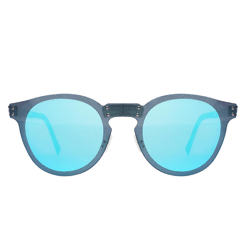 CLOUD O001 Adult Unisex Folding Sunglasses - Brush Silver / Blue Mirror