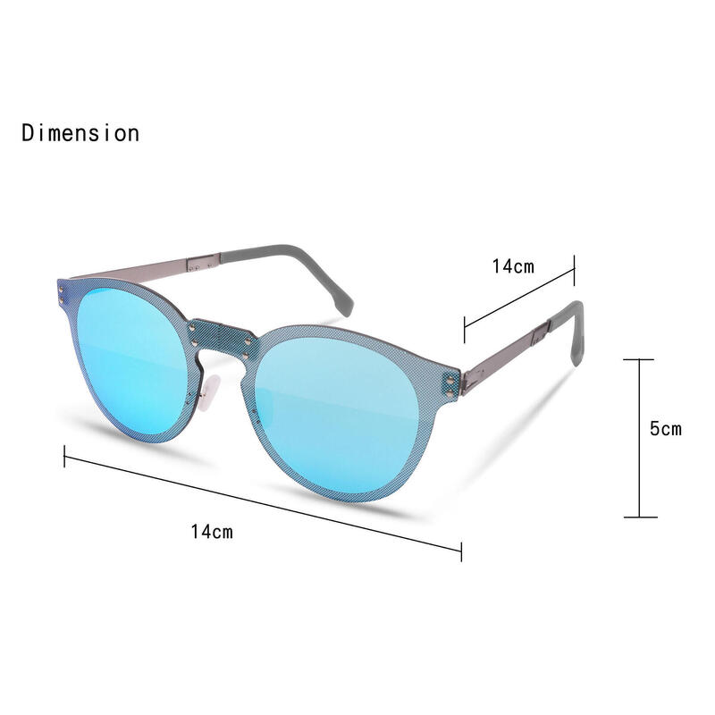 CLOUD O001 Adult Unisex Folding Sunglasses - Brush Silver / Blue Mirror