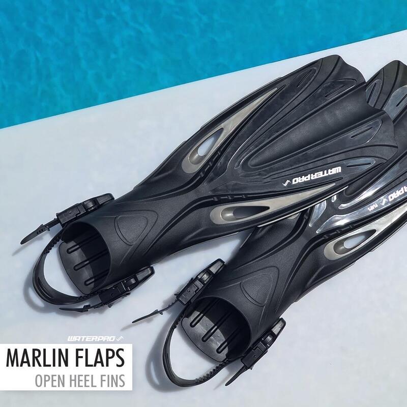 Marlin Flaps 成人水肺潛水開放式蛙鞋 - 黑色