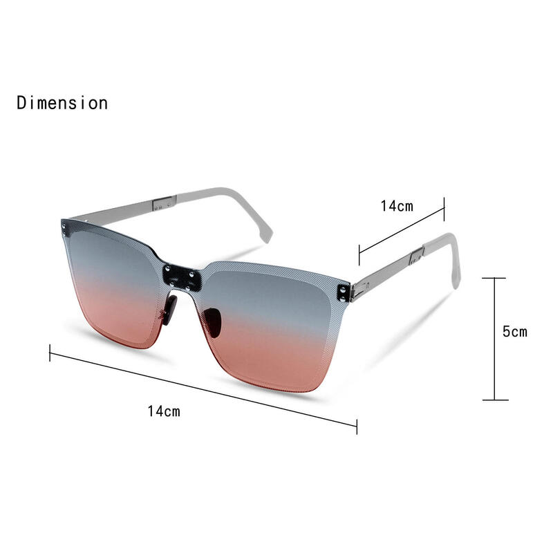 PAPER O004 Adult Unisex Folding Sunglasses - Brush Silver / Blue Gradient Orange