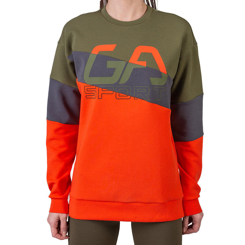 Women GA Pattern Lightweight Long Sweatshirts - Orange