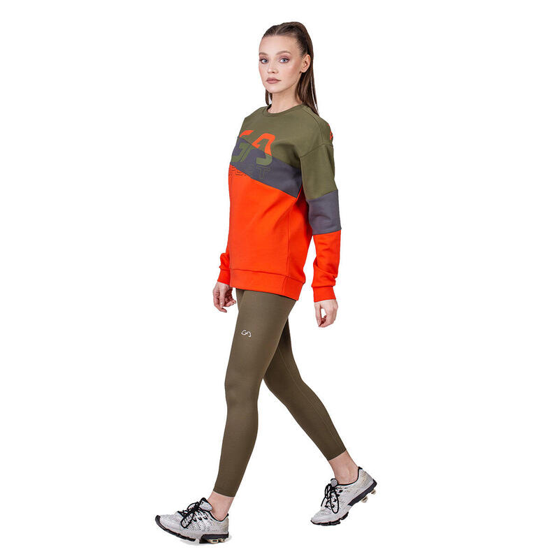 Women GA Pattern Lightweight Long Sweatshirts - Orange