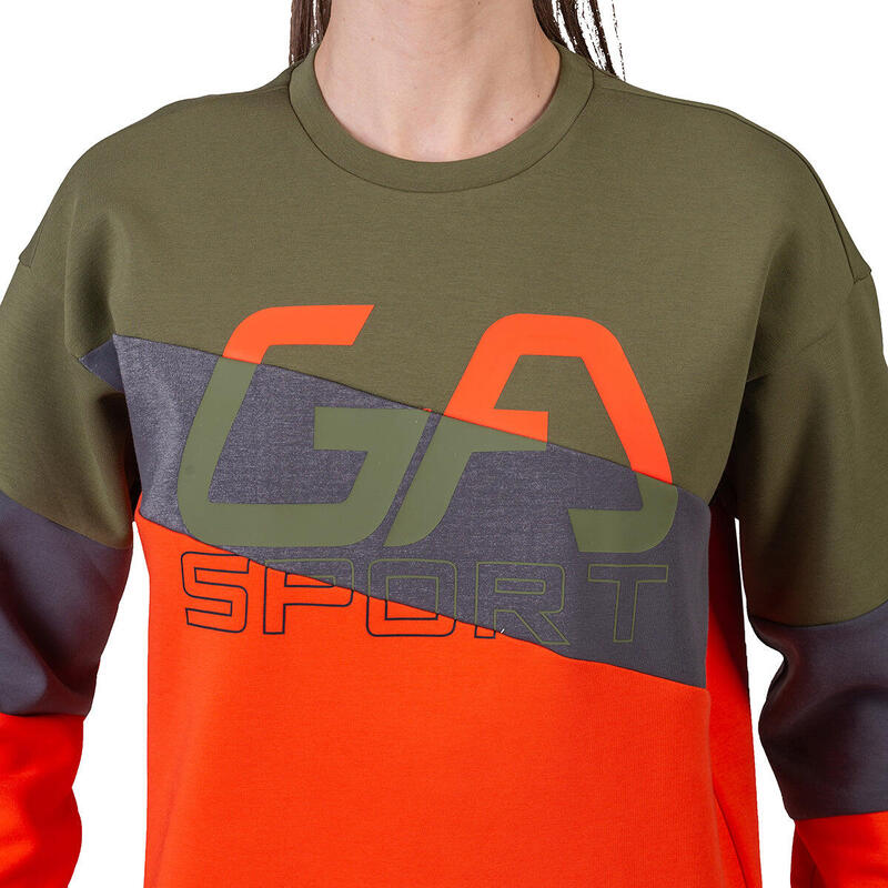 Women GA Pattern Lightweight Long Sweatshirts - Orange
