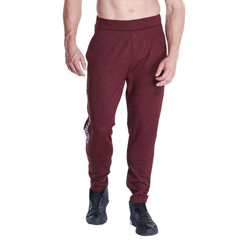 Men Sideband Waterproof Long Sweatpants with Zipper - RED