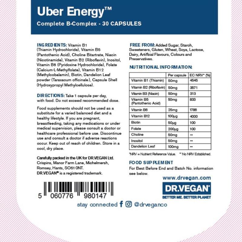 Organic & Plant-Based Uber Energy B Vitamin Complex (30 Caps)