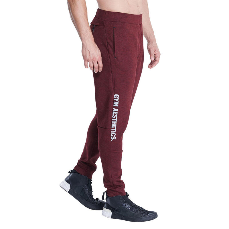 Men Sideband Waterproof Long Sweatpants with Zipper - RED