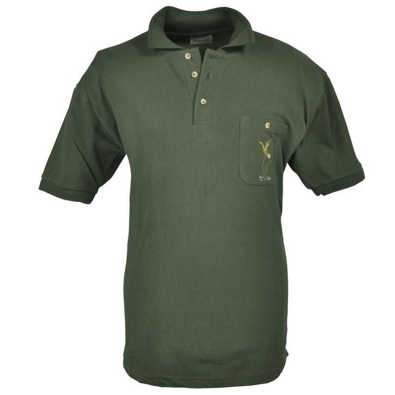Hubertus Polo-Shirt mit Motiv Wildschwein, Ente, Rehbock Jagdshirt Kopfkragen