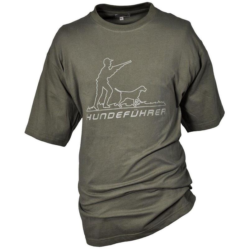 Hubertus Jagd-T-Shirt Herren mit Motiv "Hundeführer" Jagdbekleidung oliv grün