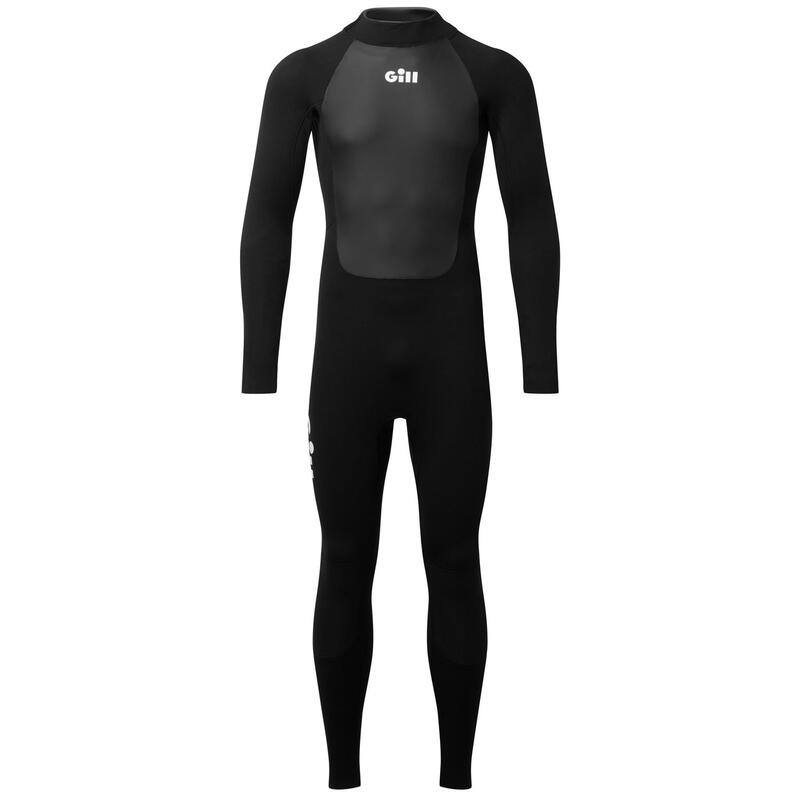 男士氯丁橡膠 4/3 毫米後拉鍊潛水衣 - 黑色