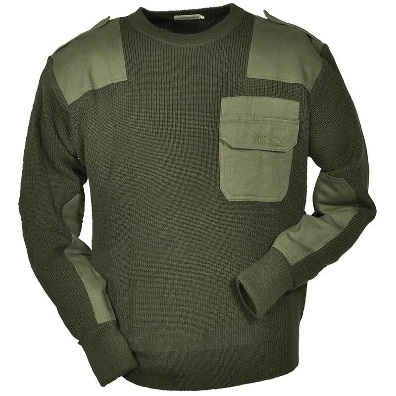 Hubertus® Jagdpullover mit Besätzen oliv/blau Outdoorpullover von Oefele NEU