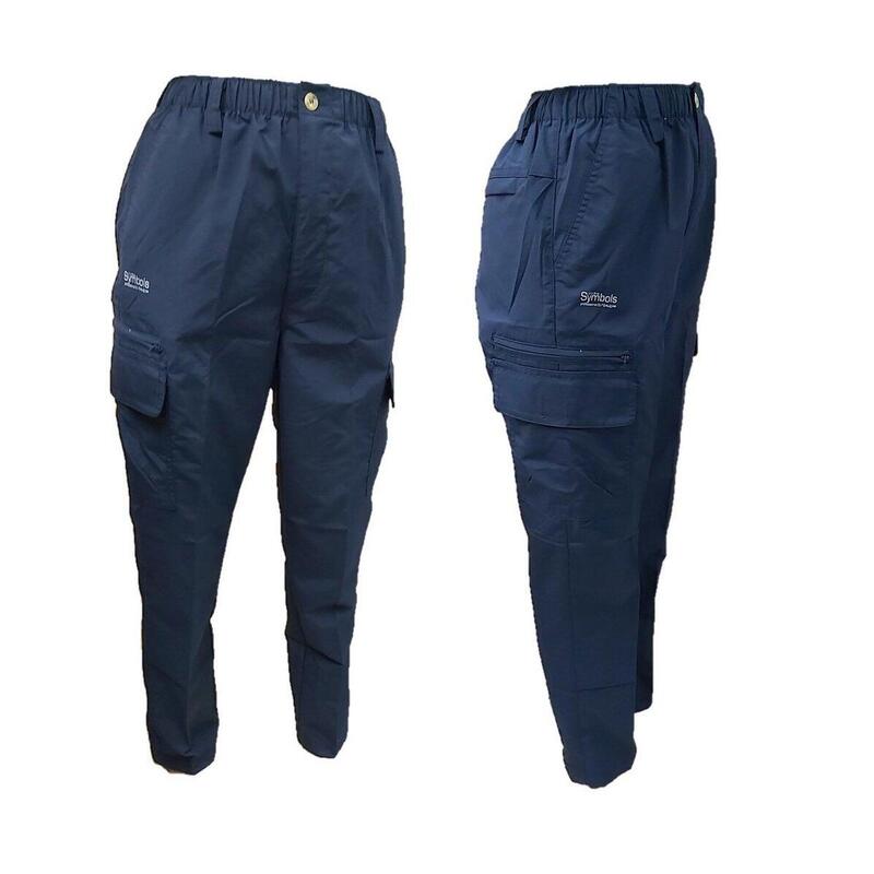Unisex Quick Dry Slim Tapered Pants with Flap Pockets - Blue