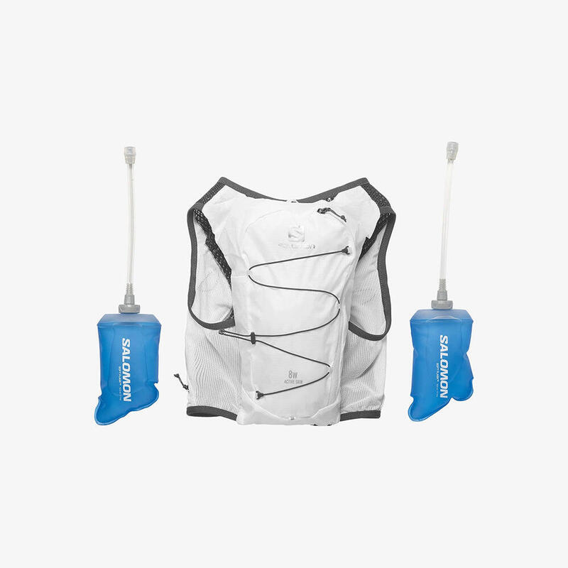 Active Skin 8 With Flasks Women Hydration Trail Running Backpack Vest 8L - White