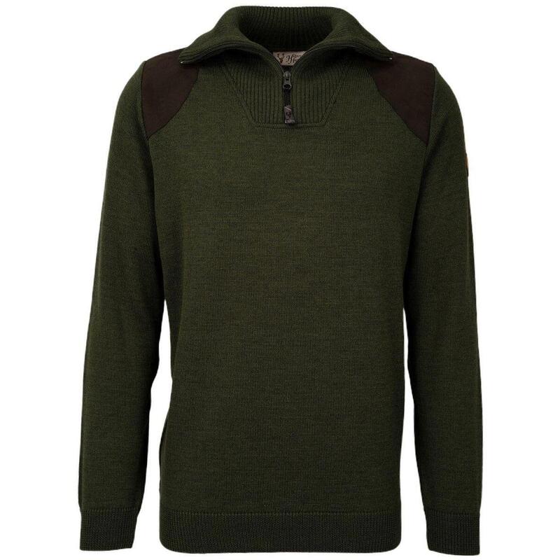 Hubertus® Strick-Troyerpullover oliv/braun Jagdpullover Herren Outdoor Oefele