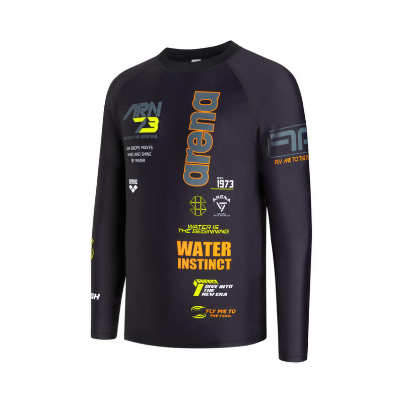 RACING MEN LONG SLEEVE SUN PROTECTION TOP - BLACK