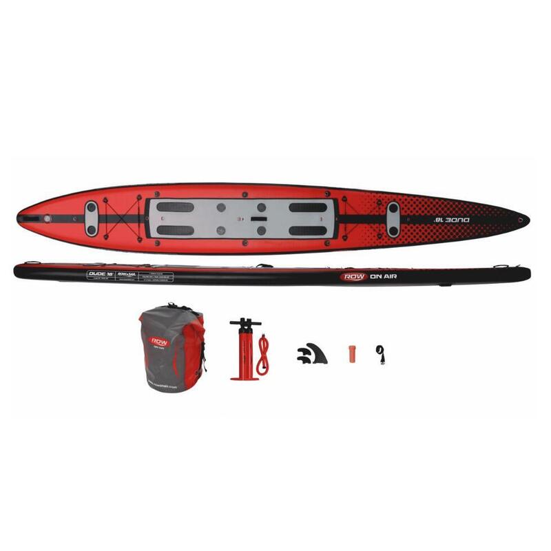 DUDE 18' Inflatable Rowing Board - Black/Red