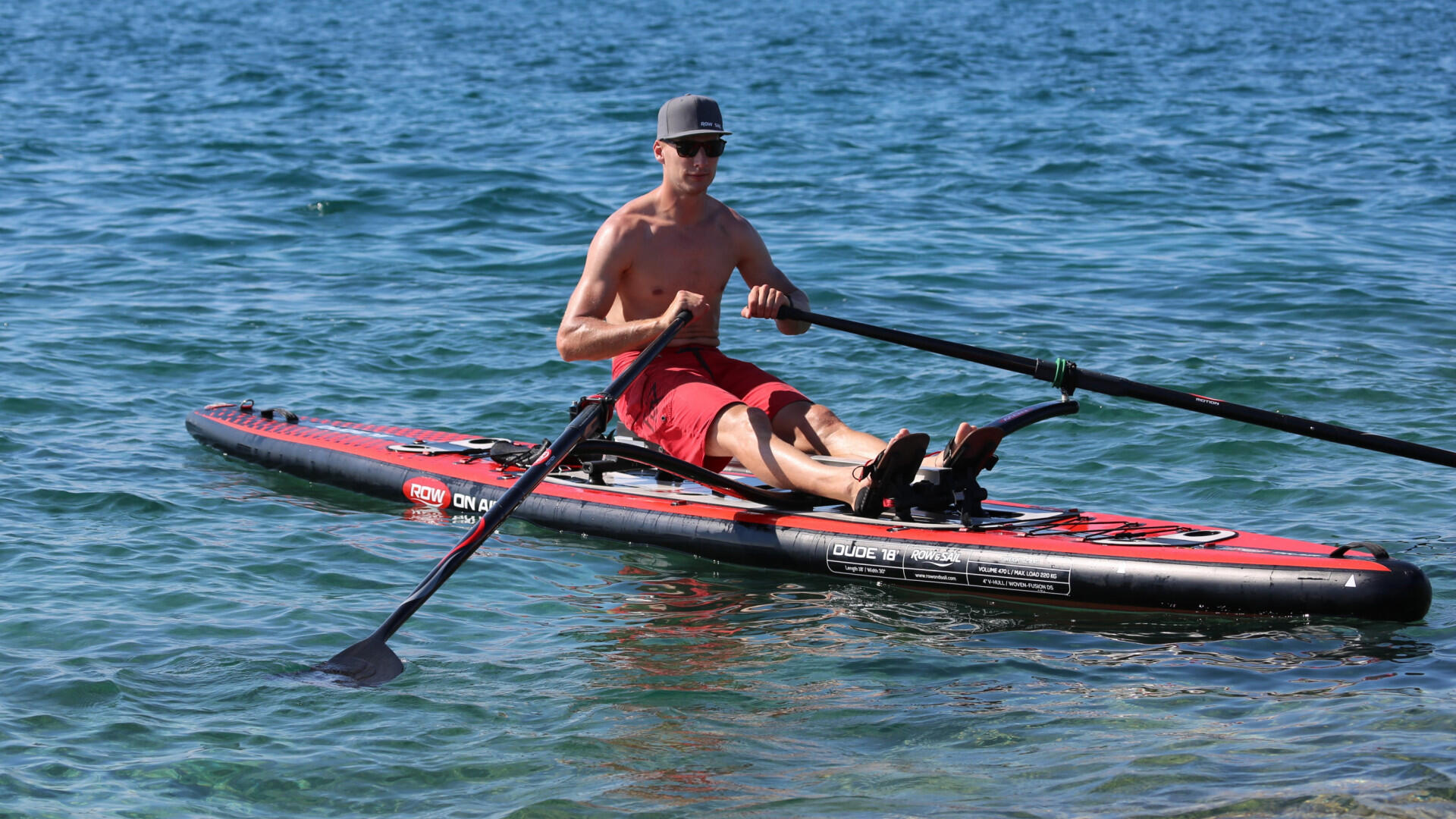 DUDE 18' Inflatable Rowing Board - Black/Red