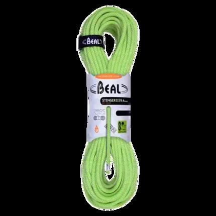 Corde d'escalade Beal Stinger III 9,4 mm UNICORE DRY COVER 60 m anis