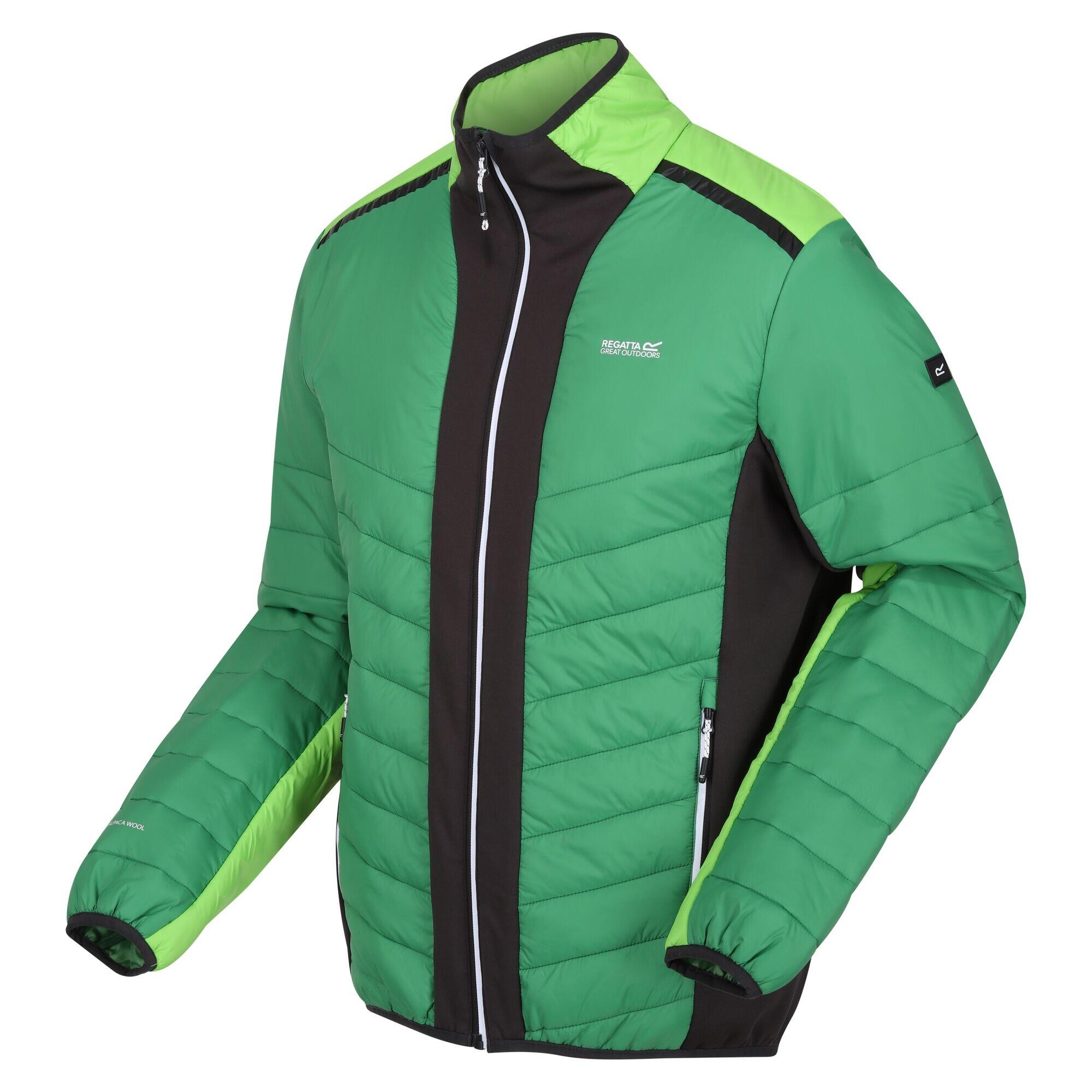 Mens Halton VII Contrast Panel Baffled Padded Jacket (Field Green/Jasmine Green) 3/5