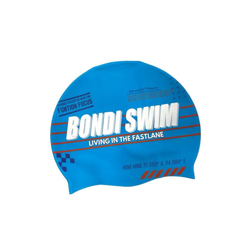 "Bondi Blue" Unisex Silicone Swim Cap - Blue