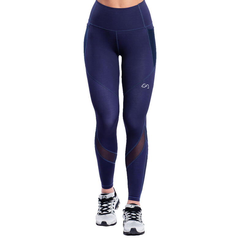Women GA MultiPocket High-Waist Breathable Activewear Mesh Legging - Navy blue