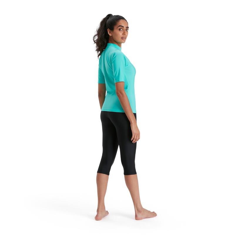 ECO ENDURABRITE LADIES' ESSENTIAL SHORT SLEEVE RASH TOP - GREEN