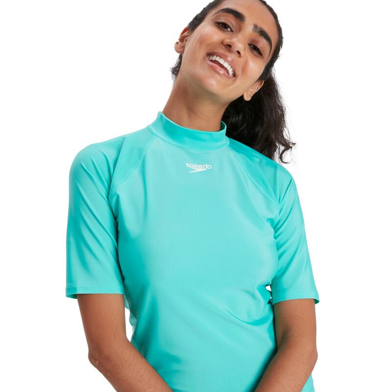 ECO ENDURABRITE LADIES' ESSENTIAL SHORT SLEEVE RASH TOP - GREEN