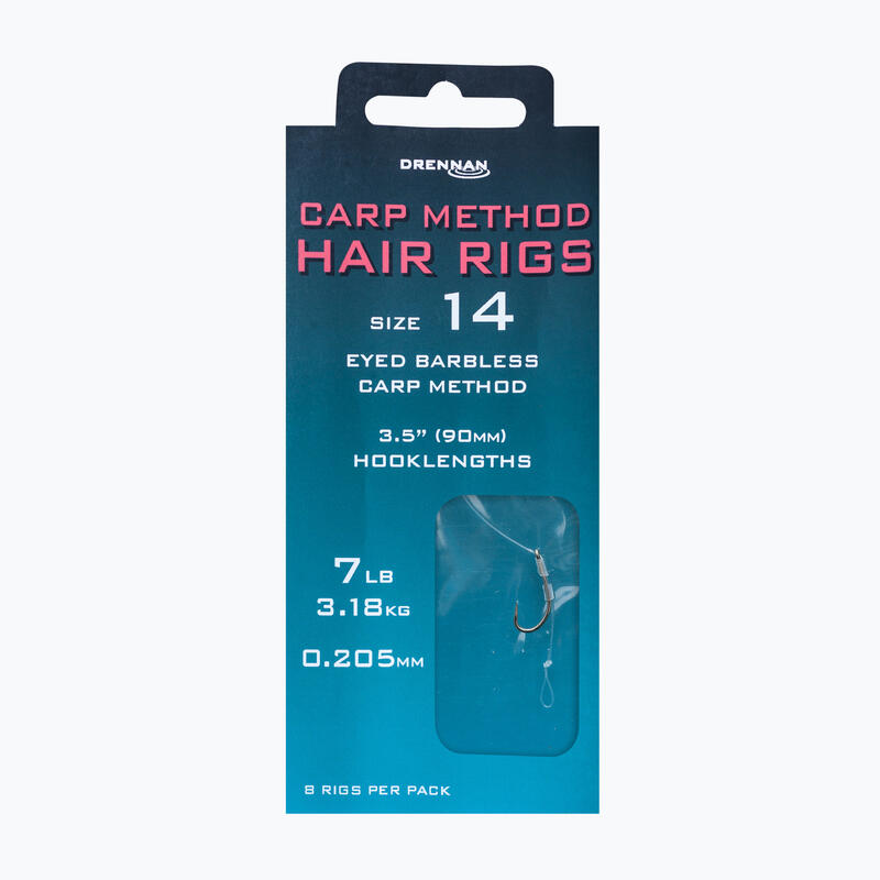 Drennan Carp Method Hair Rigs avec oeil, hameçon sans ardillon +