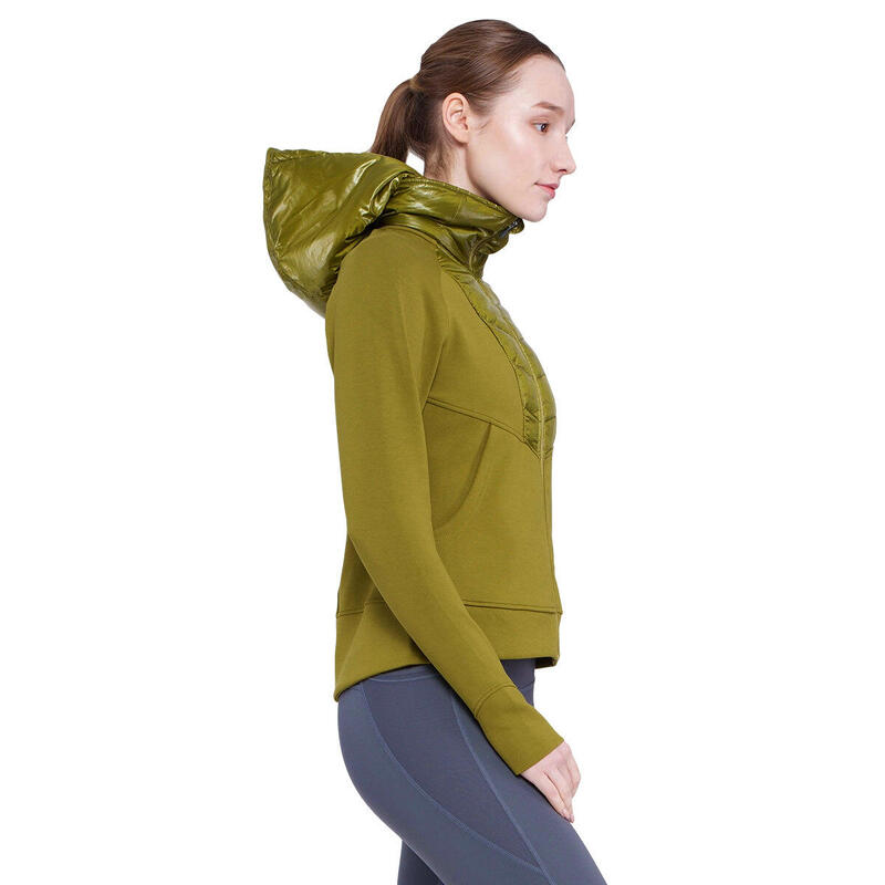 Women Lightweight Waterproof Running Sports Down Puffer Jacket - OLIVE GREEN