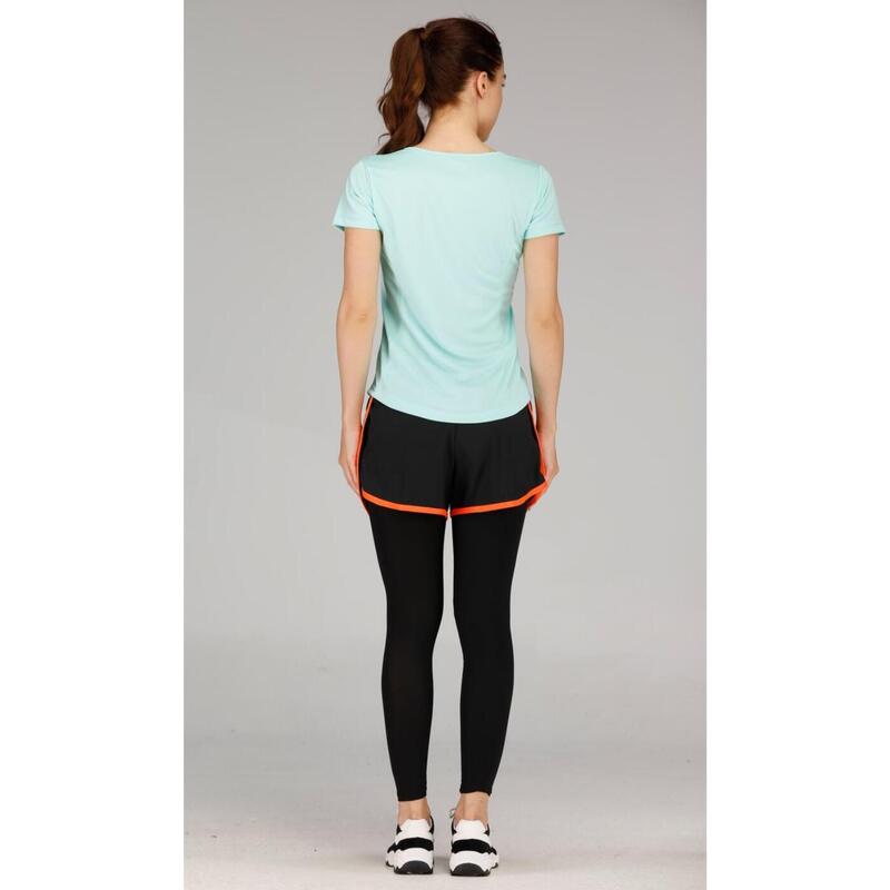 Women Quick Dry Running Shorts w/ Legging - Orange/Black