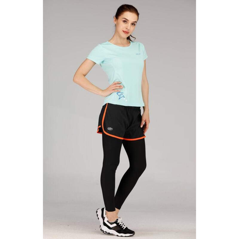 Women Quick Dry Running Shorts w/ Legging - Orange/Black