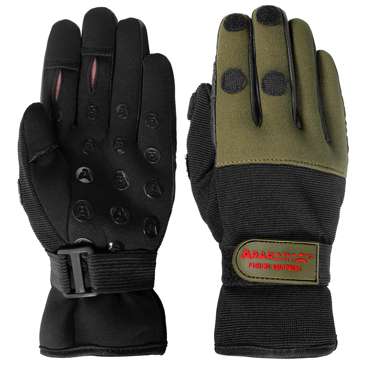 wizard' neoprene fishing gloves | Foldable fingertips | Olive/Black