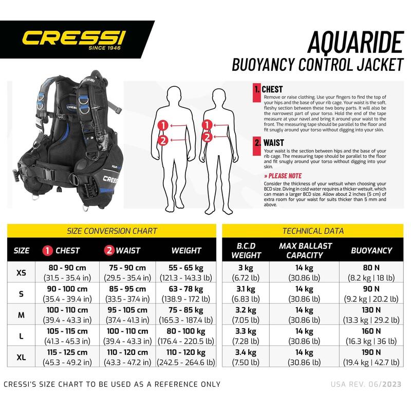 Aquaride B.C.D. Diving Buoyancy Control Jacket - Black